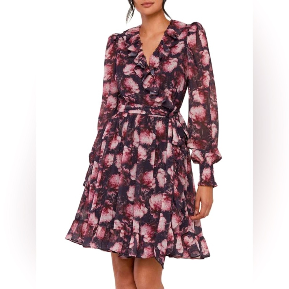 NWT Rachel Parcell ruffled floral wrap dress